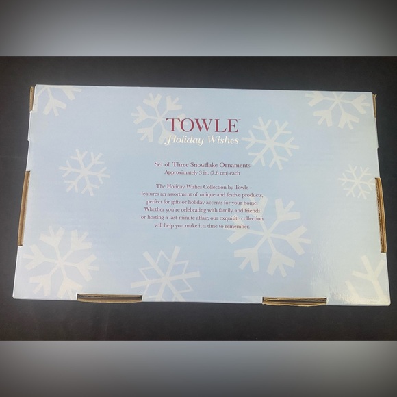 Towle Holidays Wishes Snowflake Ornaments Set Of 3 - Picture 5 of 7